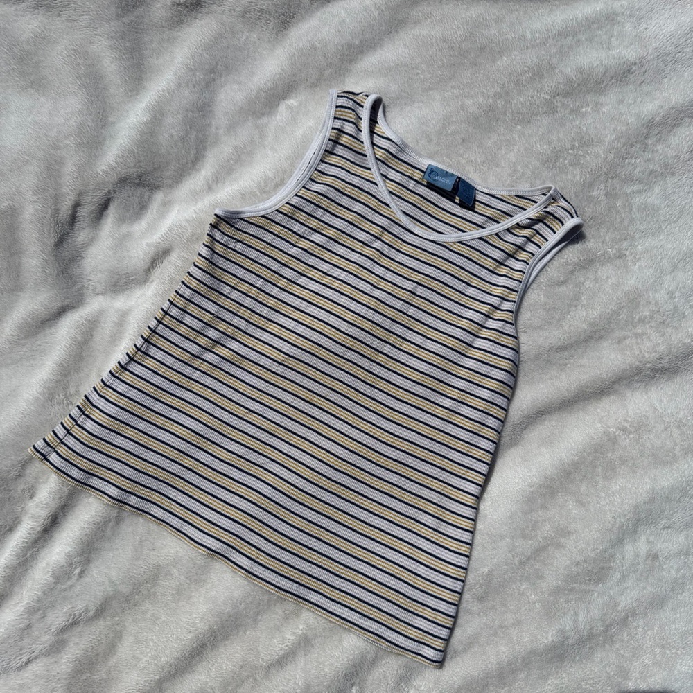 Classic Elements Navy, White & Yellow Striped Tank